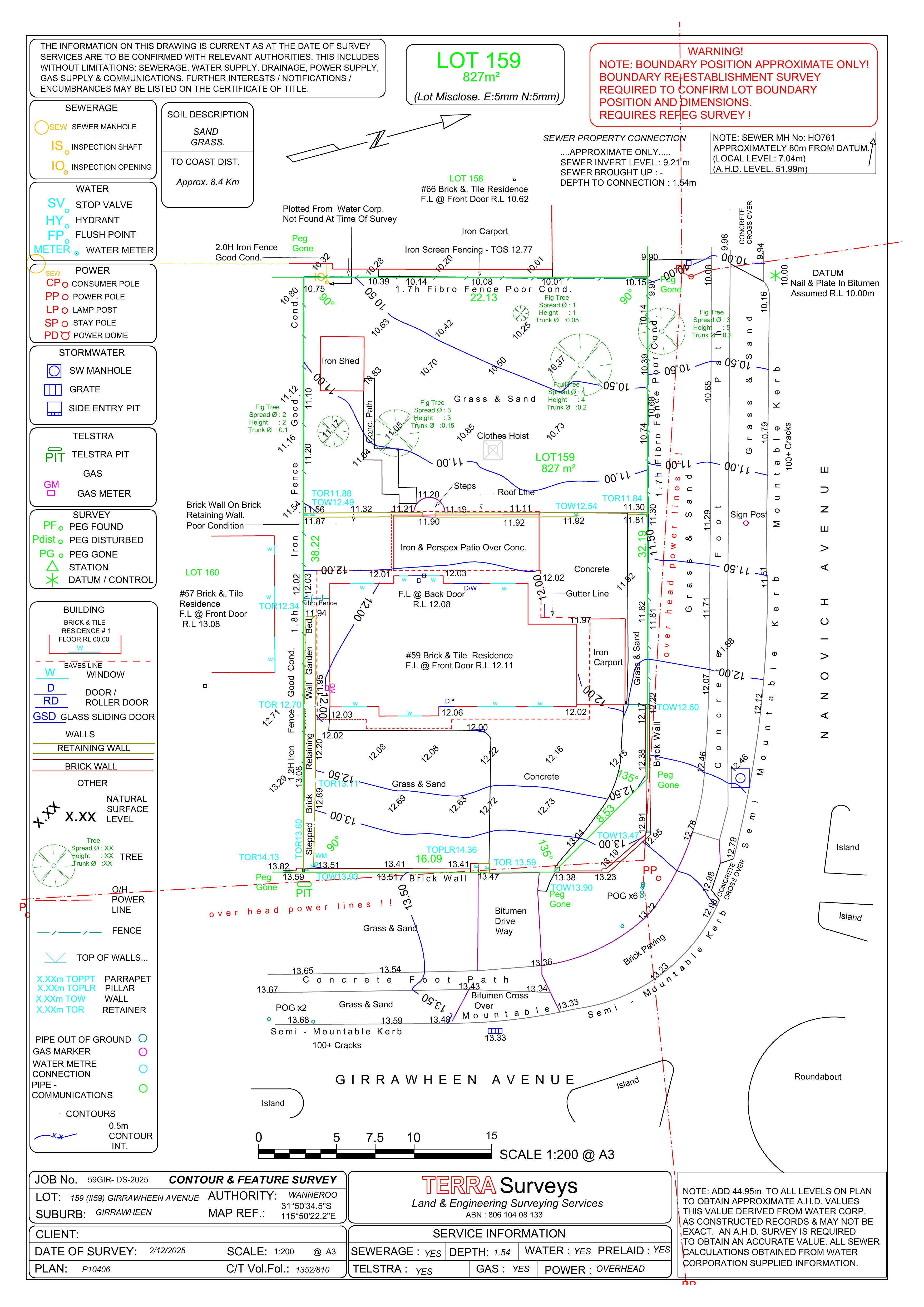 Contour and feature survey example plan